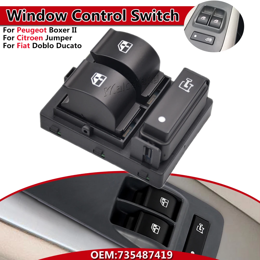 8 Pin Door Power Window Switch For Fiat Doblo Ducato Peugeot Boxer Citroen Relay Jumper Vauxhall Combo MK3 735487419 6490X9