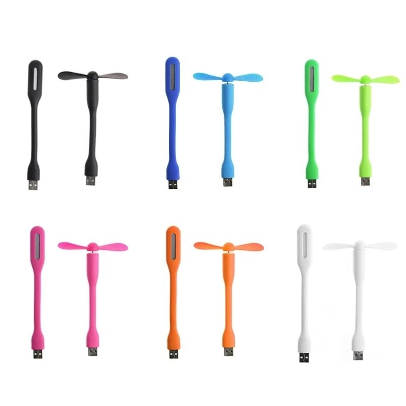Fã USB P9FA Fã flexível Mini Bendable Fan com luz LED para Telefone Mobile Led Light Summer Gadget