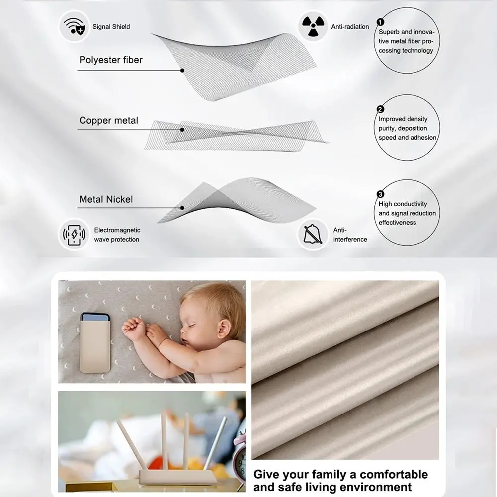 Conductive Nickel Copper Faraday Fabric Polyester Material Silver WiFi/RF Anti-Radiation Cloth Anti Signal Interfer Cloth