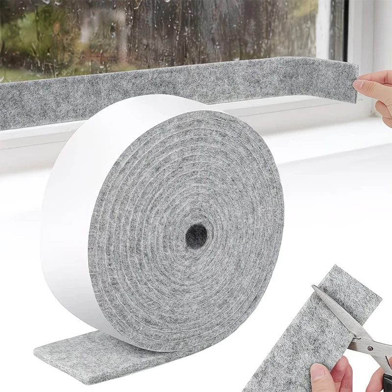 Window Anti-Condensation Absorbent Strip Self-Adhesive Reusable Felt Strip Door Windows Sealing Strip Moisture-Resistant