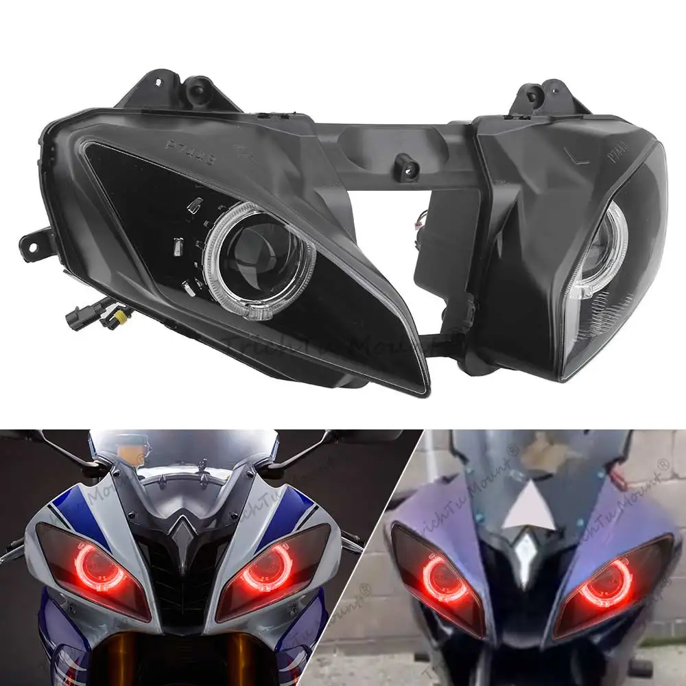 Motocycle Modified Headlight Assembly Hi/Lo Beam Projector LED Angel Devil Eyes Head Lamps Fits For Yamaha YZF-R6 R6 2008-2016