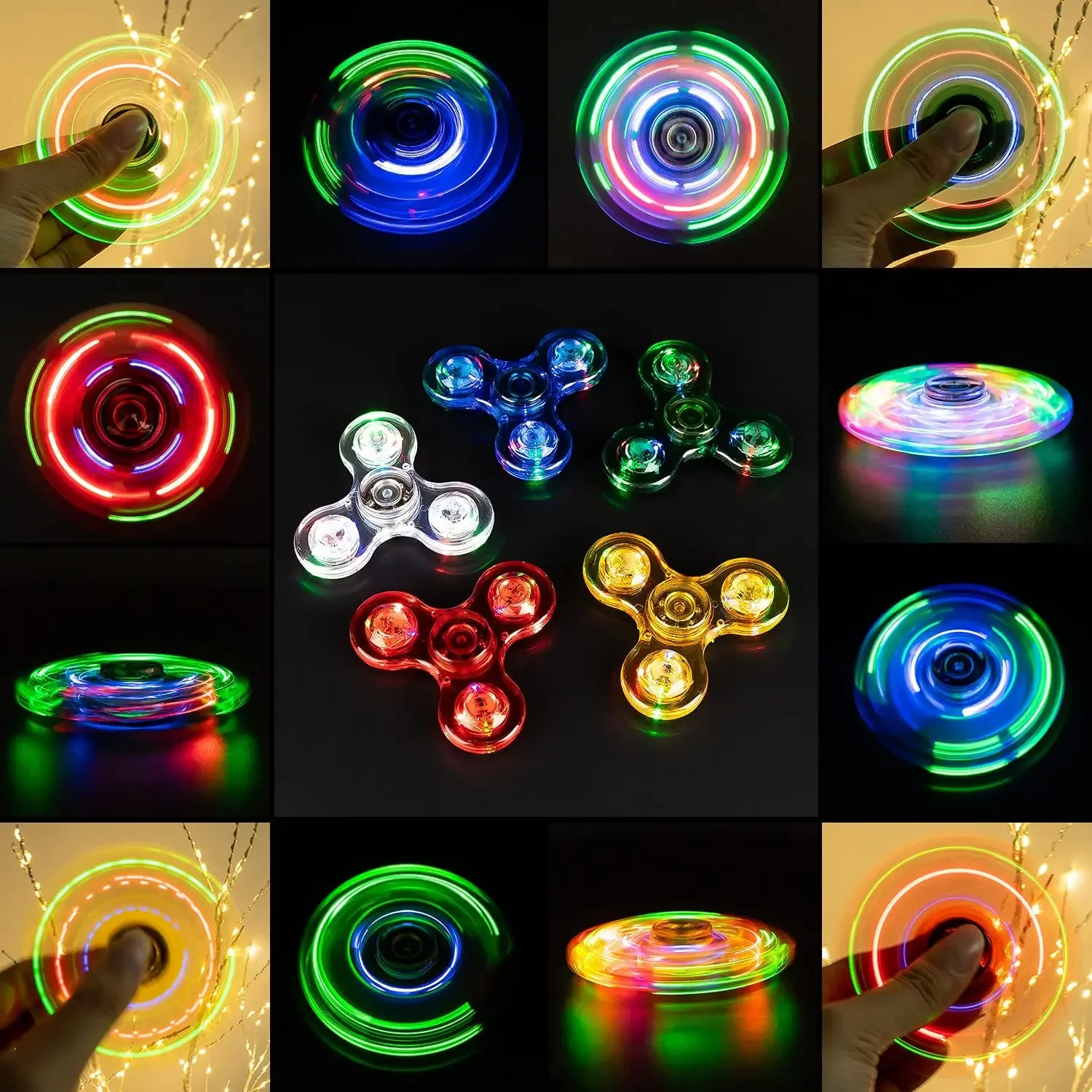 Glow-in-the-dark LED licht fidget spinner vinger speeltje handspinner stressvermindering en angstverlichting voor kinderen