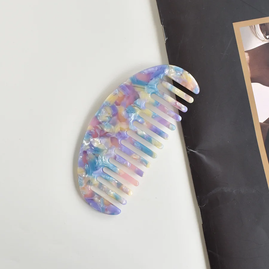 2026 New Fashion Acetate Plate Anti-static Hair Comb Women Marble Pattern Oval Portable Hair Comb Hot-selling Straight Hair Comb