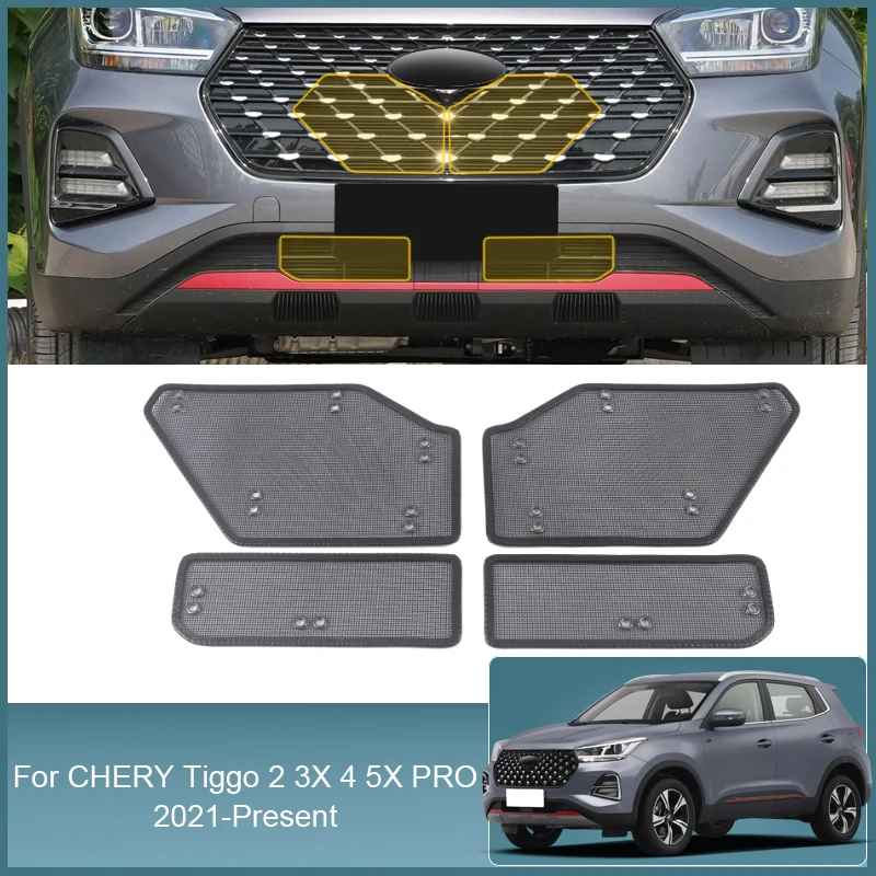 

Stainless Steel Car Insect Screening Mesh Front Grille Insert Net Styling For CHERY TIGGO 2 4 3X 5X PRO 2021-2025 Accessories