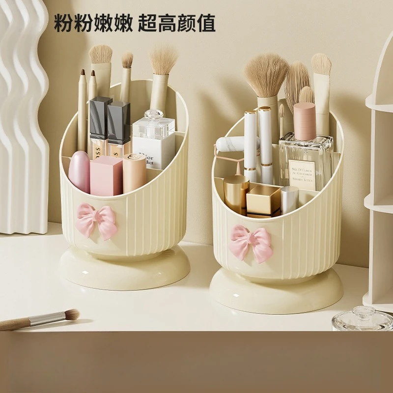 Large Capacity Cosmetic Storage Box High Value Makeup Organizer Plastic Desktop Brush Holder