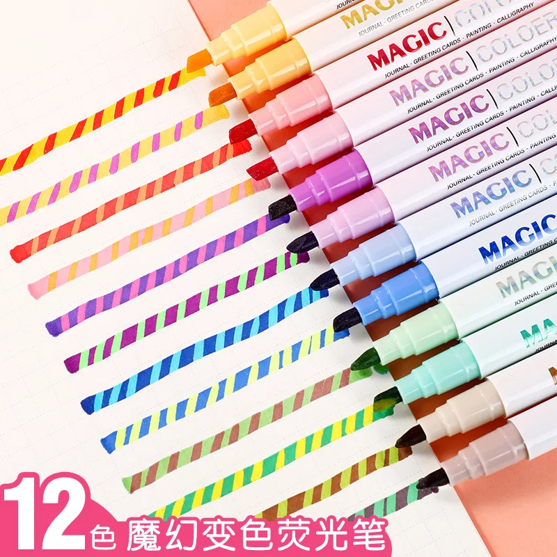 

Shanzhi Волшебная ручка с двойной головкой, меняющая цвет, маркер для ключей, маркер для студентов, набор ручек для справочника