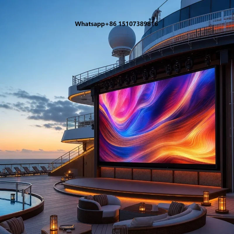 High Brightness LED Screen P6 for Cruise Ship Deck Entertainment with Corrosion Resistance and 6000nit Output Fixed Installation