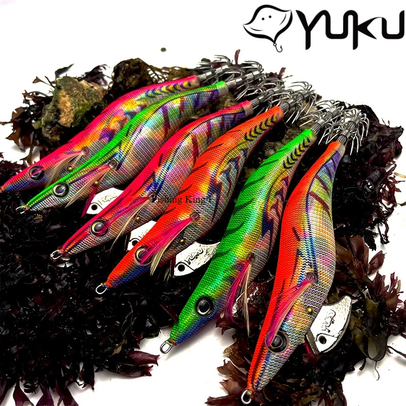 Yuku 3,5 20g todas las series camarones de madera EGI JIG cebo de calamar señuelo sepia anzuelo de seda suave Taiwán