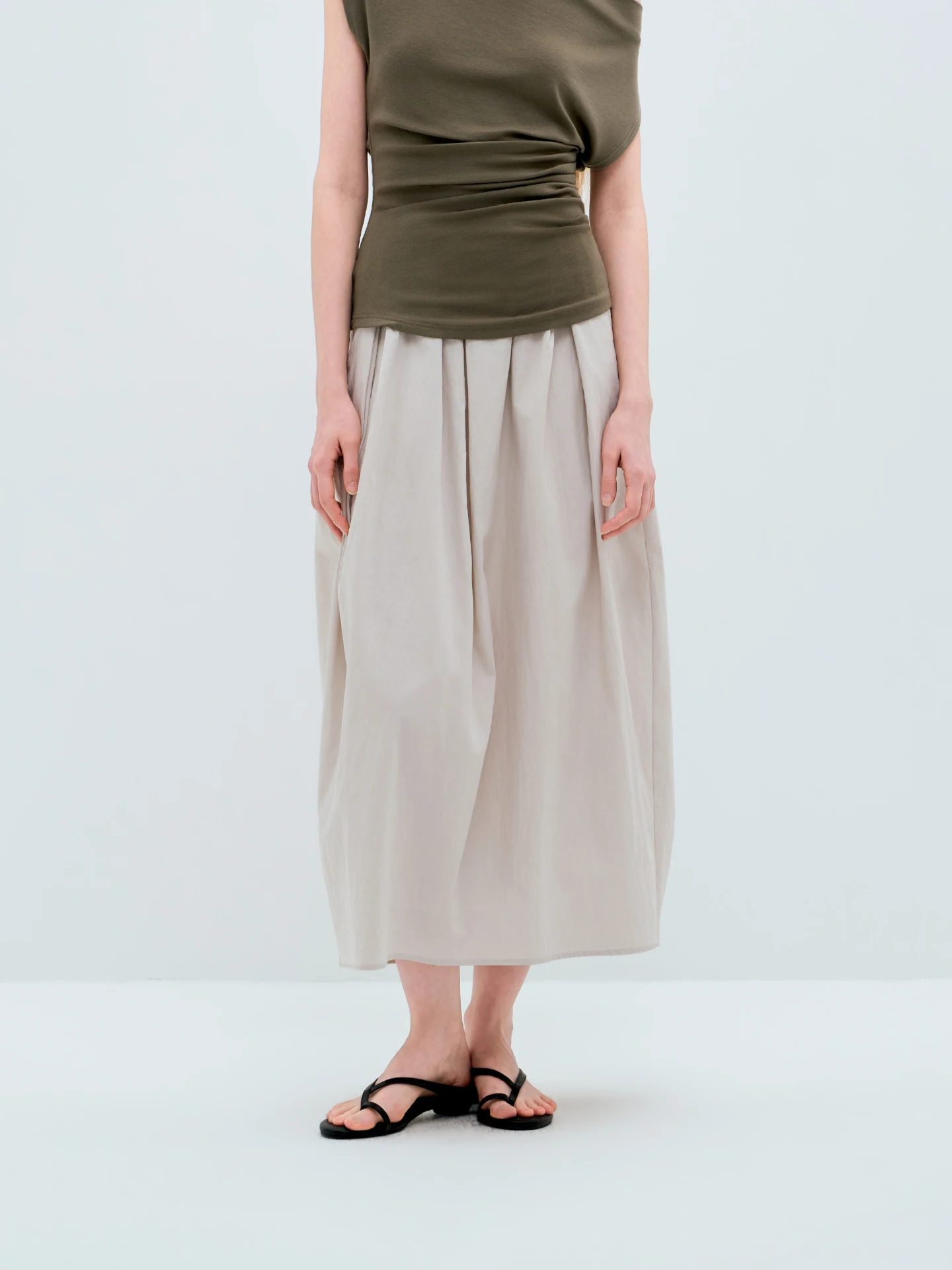 

ay Long Pleated Skirt Women's Elastic Waist Tumble Slimming Commute Daily Versatile Mid-Length A-Line f Skirt