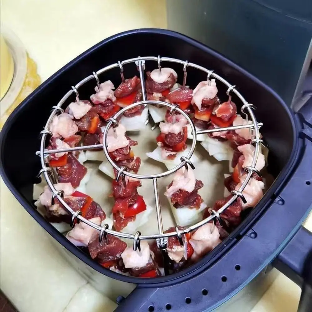 جديد الفولاذ المقاوم للصدأ عمودي رف الشواية سلسلة شواء انفصال حامل سيخ 12/24/49 إبرة الخبز لملحقات مقلاة الهواء #5