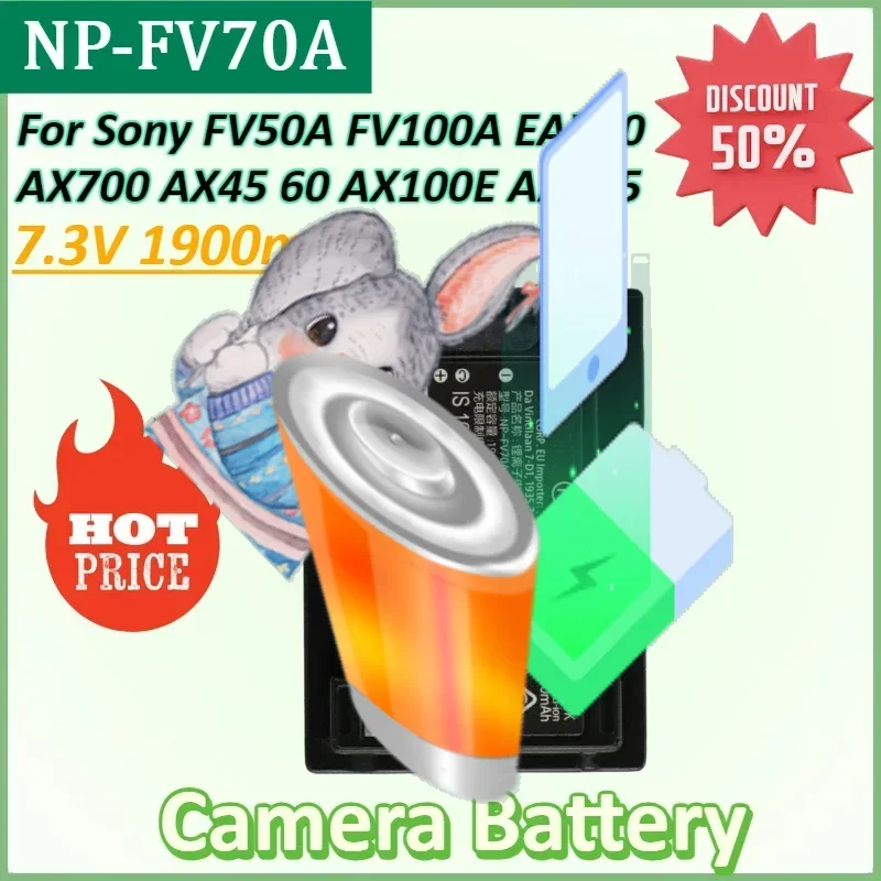 

NP-FV70A NPFV70A 7.3V 1900mAh 13.8Wh Camera Battery for Sony FV50A FV100A EAX40 AX700 AX45 60 AX100E AXP55 Batteries
