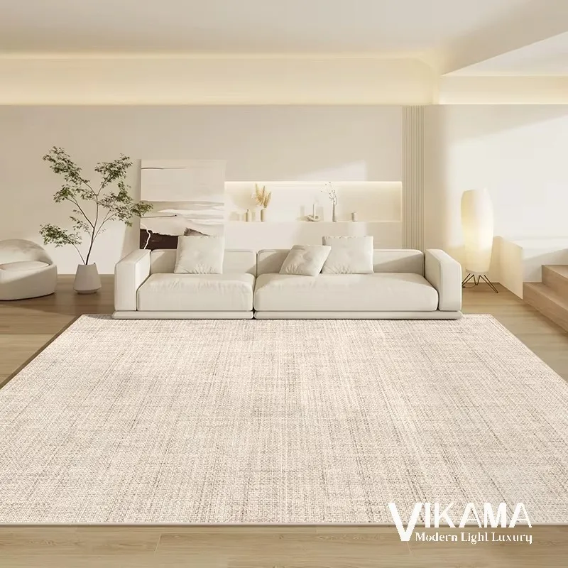 VIKAMA Solid Solor Light Luxury Carpet Living Room Minimalist Cream Style Texture Comfortable Bedroom Bedside Washable Floor Mat