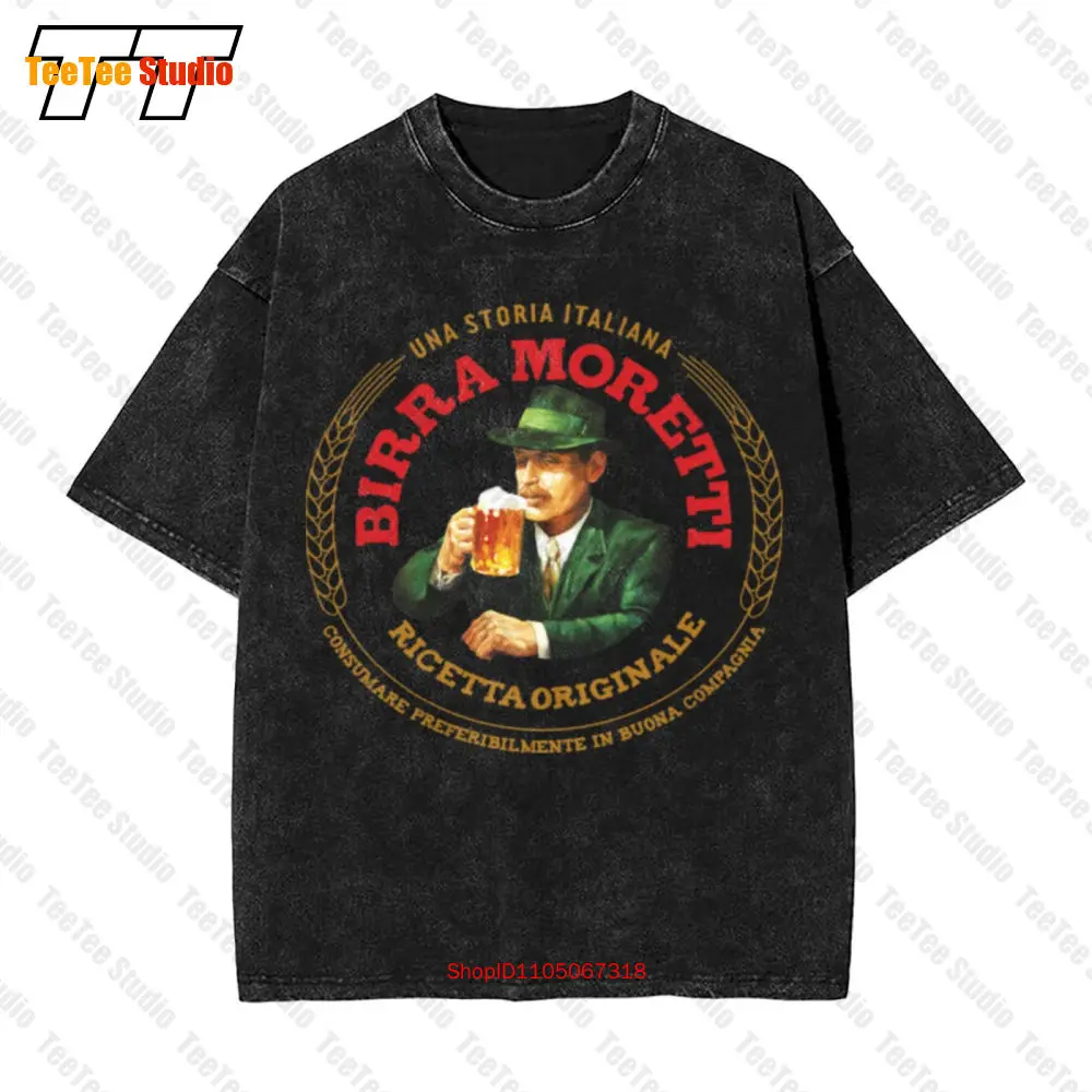Birra Moretti cerveza italiana bebida con alcohol camiseta vintage de gran tamaño GMZV