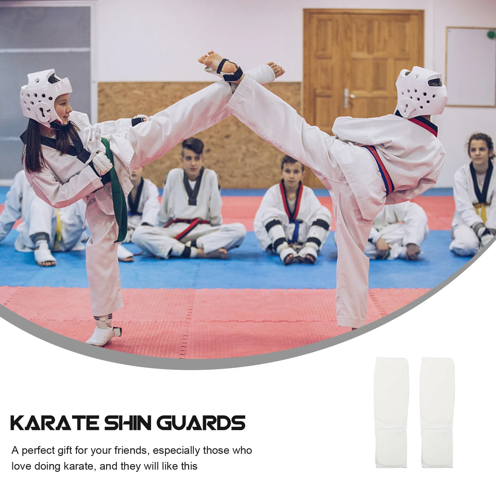 

1Pair Karate Shin Pads Supple Eva Protective Guards Comfortable Breathable Calf Protector for Adult Outdoor Taekwondo Sports