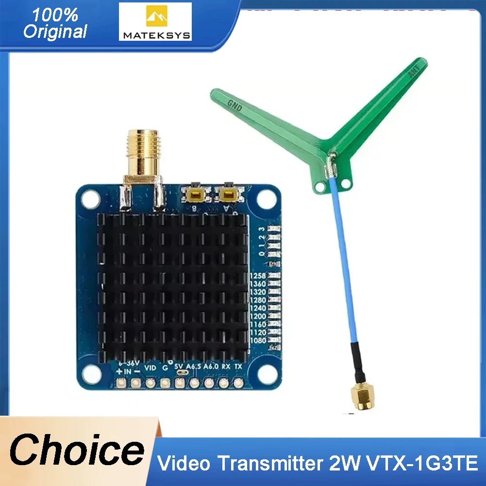 

High-Power 2W (2000mW) 1.2/1.3GHz Video Transmitter VTX 1G3TE with 9CH Tramp Control for FPV Long-Range Drones 2KM Range