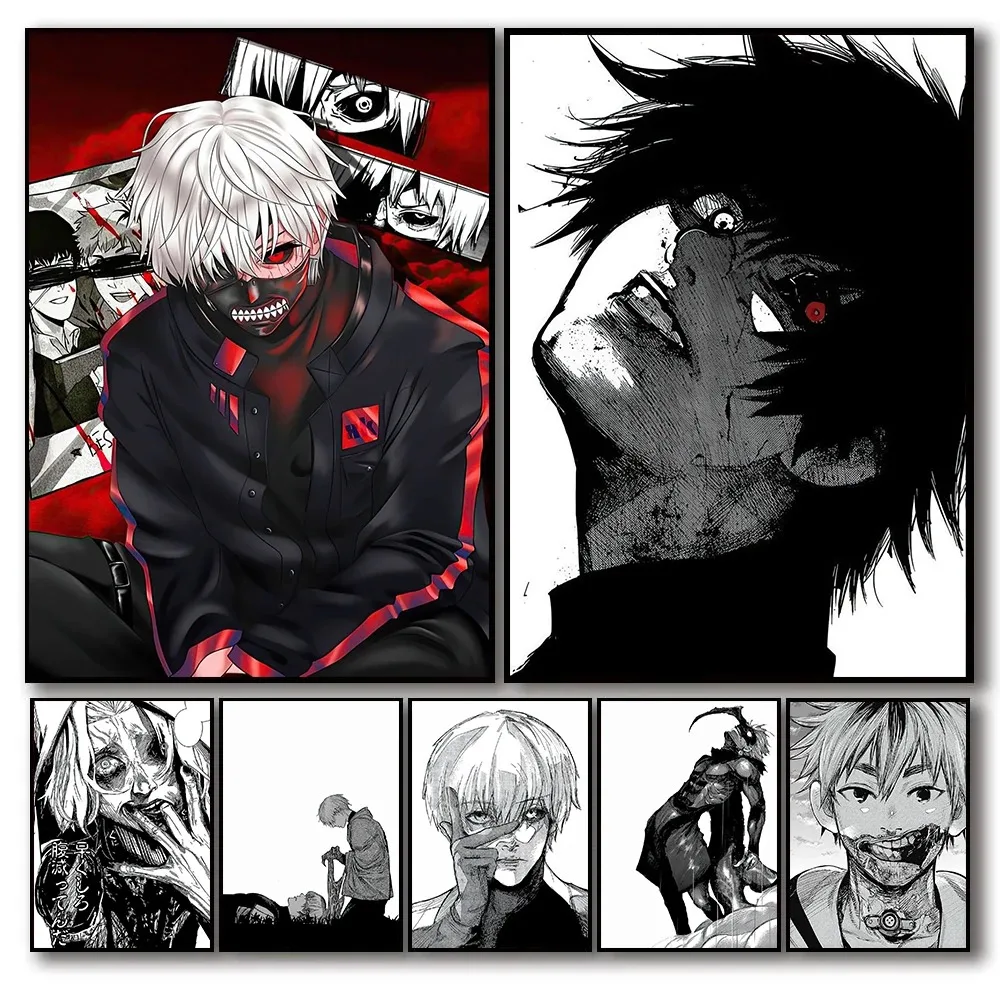 Japanese Anime Tokyo Ghoul Kaneki Ken Posters Wall Art Canvas Painting Manga Art Pictures for Home Living Room Decor Frameless