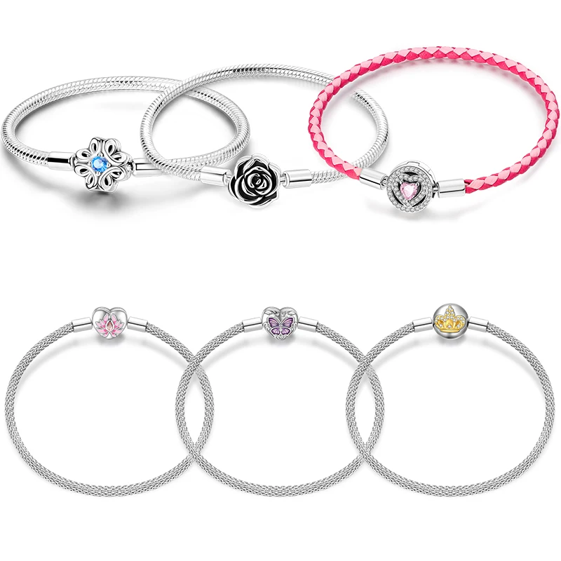 

Trendy 925 Silver Black Rose Butterfly Lotus Multi Style Original Design Bracelet Engagement Party Fine Luxury Jewelry Gifts