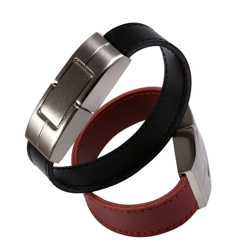 Unidad Flash USB de cuero, unidad de bolígrafo de negocios creativa multifuncional, pulsera con hebilla magnética, memoria para ordenador portátil, unidad USB
