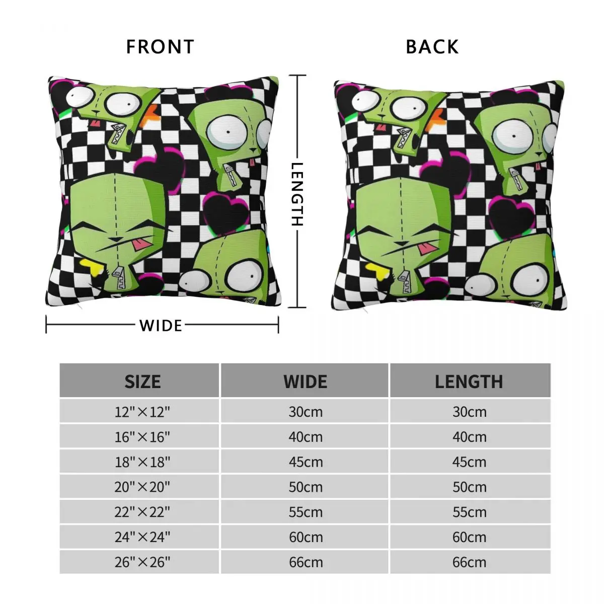 2025 Series Funny Invaders Zims Pillow Cover Fashion Pillow Case For Office Car Home Decorative Cushion Cover Pillowcases Gift