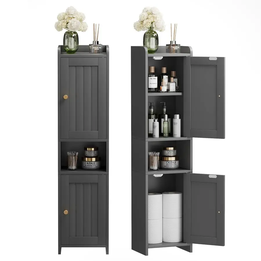 

Cabinet with 2 Doors, 7.3 x 9.8 x 40.4 Inches, Small Freestanding Storage Cabinet with Adjustable Shelf, Floor Cabi Customizable