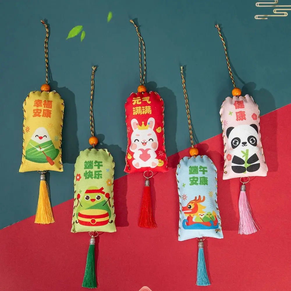 Hanging Dragon Boat Festival Sachet with Tassel Antique Style Kindergarten Material Package Cartoon Zongzi Pendant