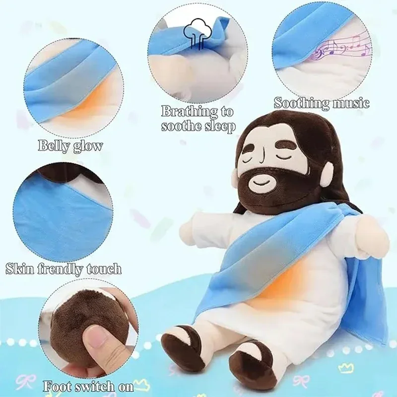 40 cm Atmen Jesus Plüsch Religiöse Puppe Anime Figur Beruhigende Begleiter Lulling Musik Zu Baby Schlaf Weihnachten Geschenke Spielzeug Kinder