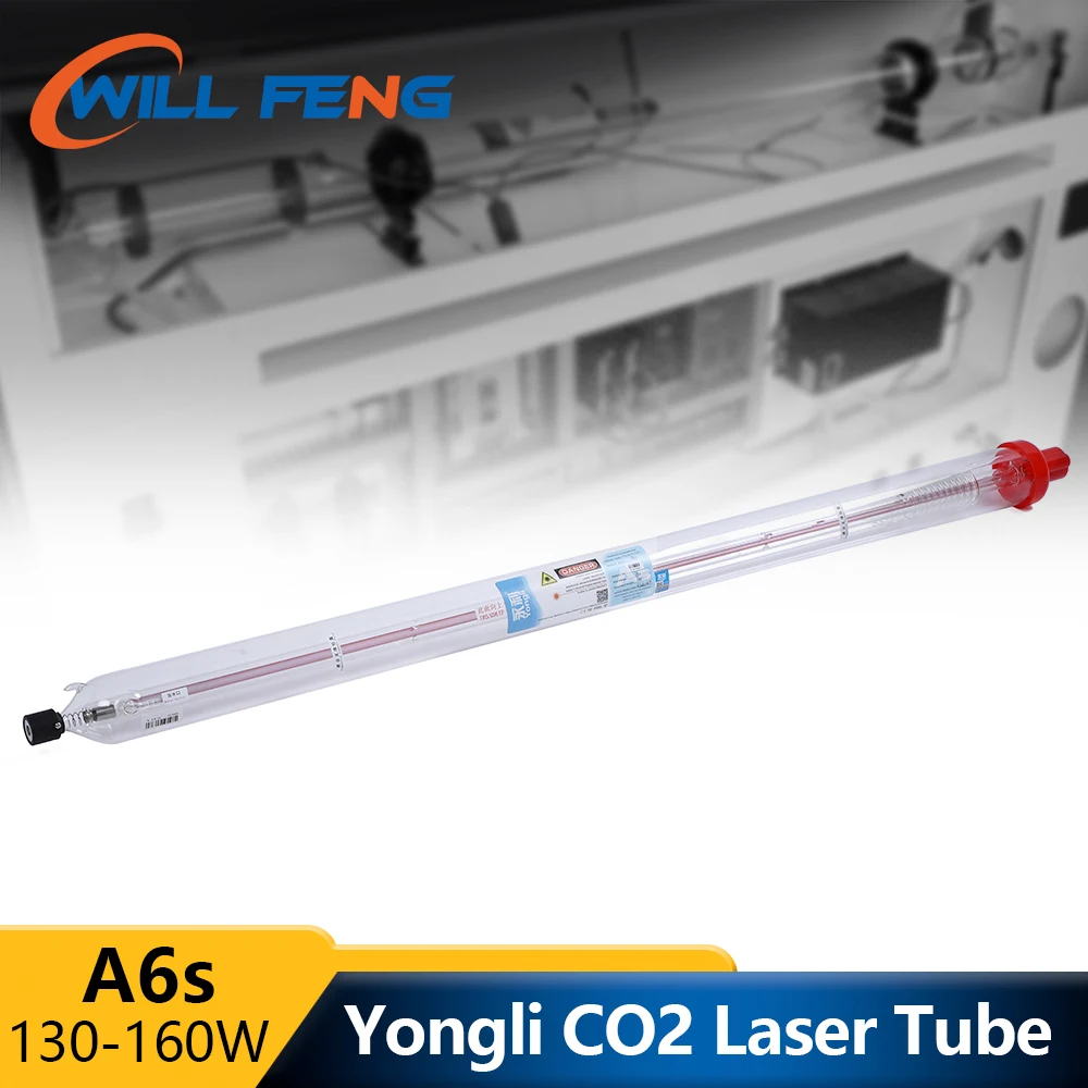 Will Feng 130w 150w Yong Li A6s Co2 Laser Tube Length 1650mm Diameter 80mm For Cutting Ergaving Machine 10000 Hours Glass Pipe