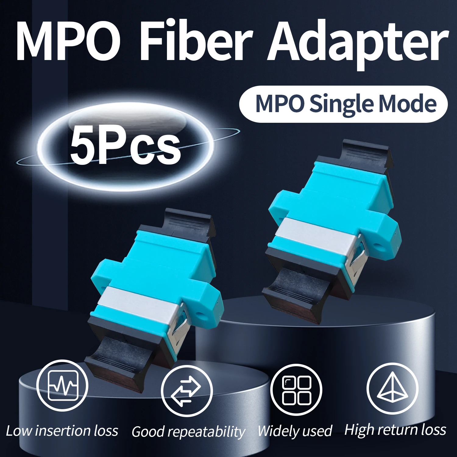 5Pcs MPO Fiber Optic Couplers Key up to Key Down MPO Connector Adapter OM3 Multi Mode Flange 40G 100G 8/12/24 Core for Blue