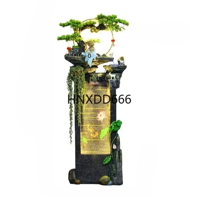 Tea room rockery flowing water floor ornament living room entrance partition circulation water feature fountain  curtain wall