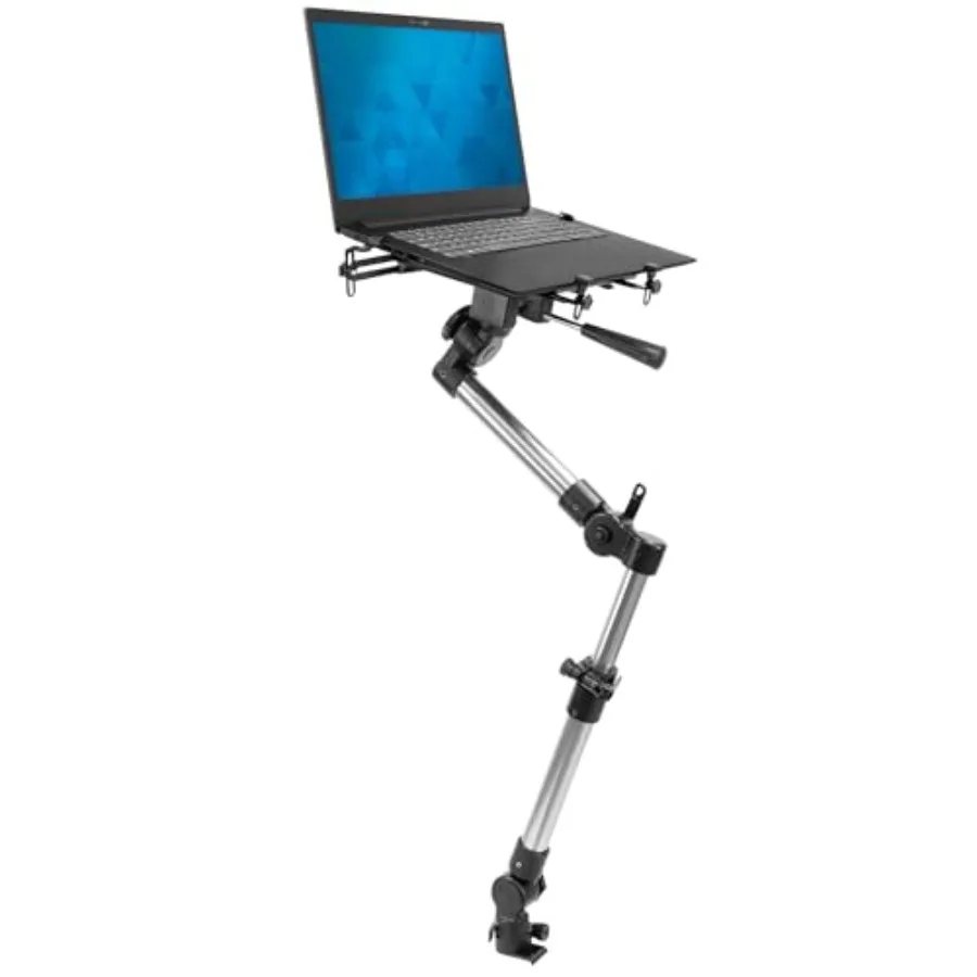 Car Laptop Mount for Vehicle Truck: Aluminum Black No-Drill Full Motion Stand with Adjustable Height 1422.25 Fits Up to 17 Note