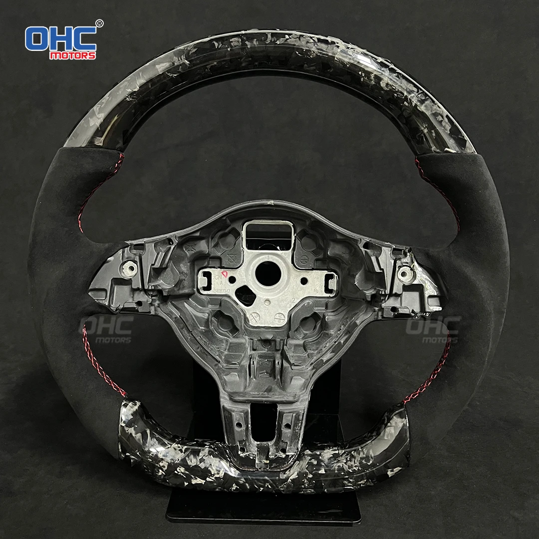 OHC Carbon Fiber Customized Steering Wheel For VW Volkswagen Golf 6 Sagitar Bora Jetta Perforated leather No Airbag