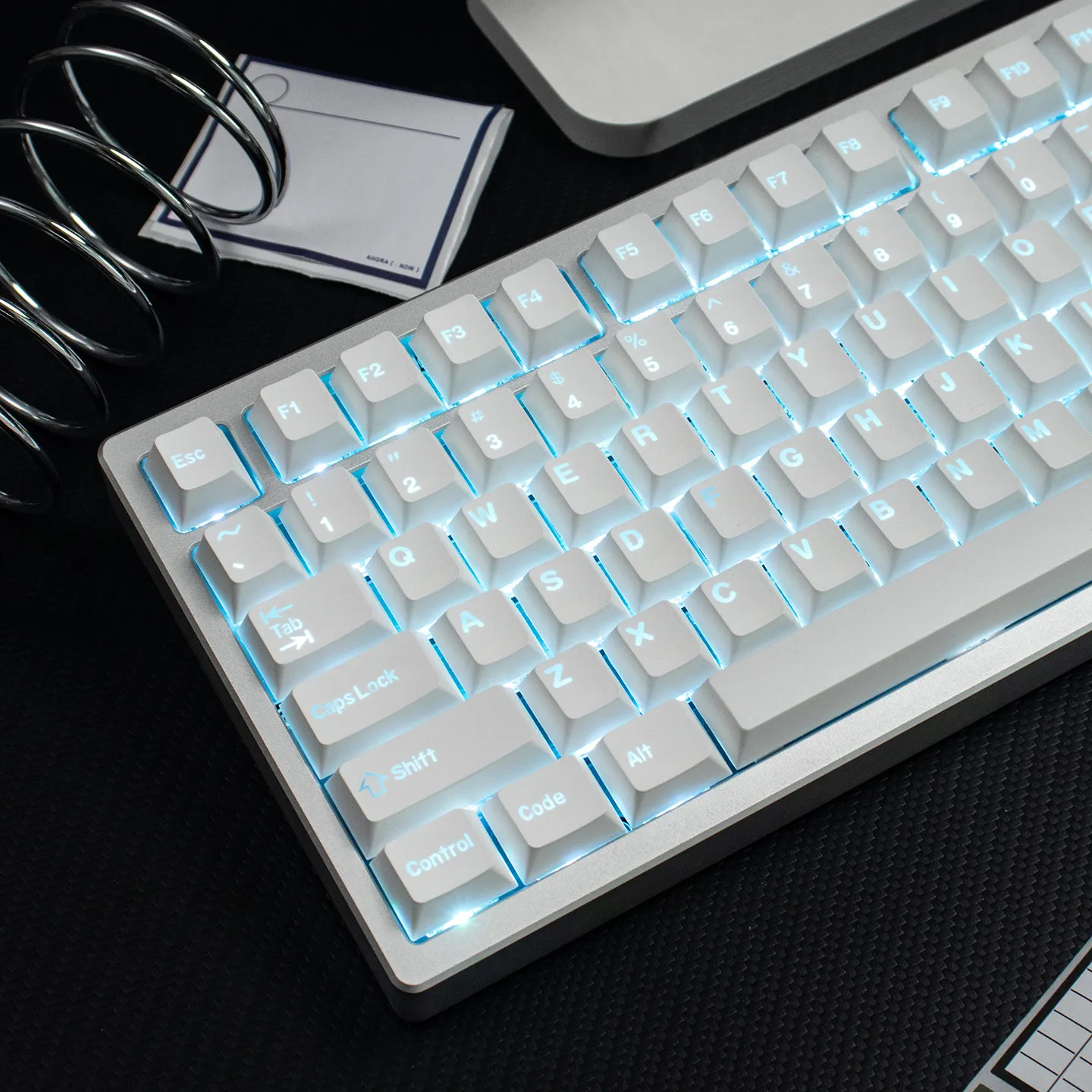 White Simple Theme Keycaps Set PBT Cherry Profile Positive Engraving Light-transmitting Custom Keycaps for Mechanical Keyboard