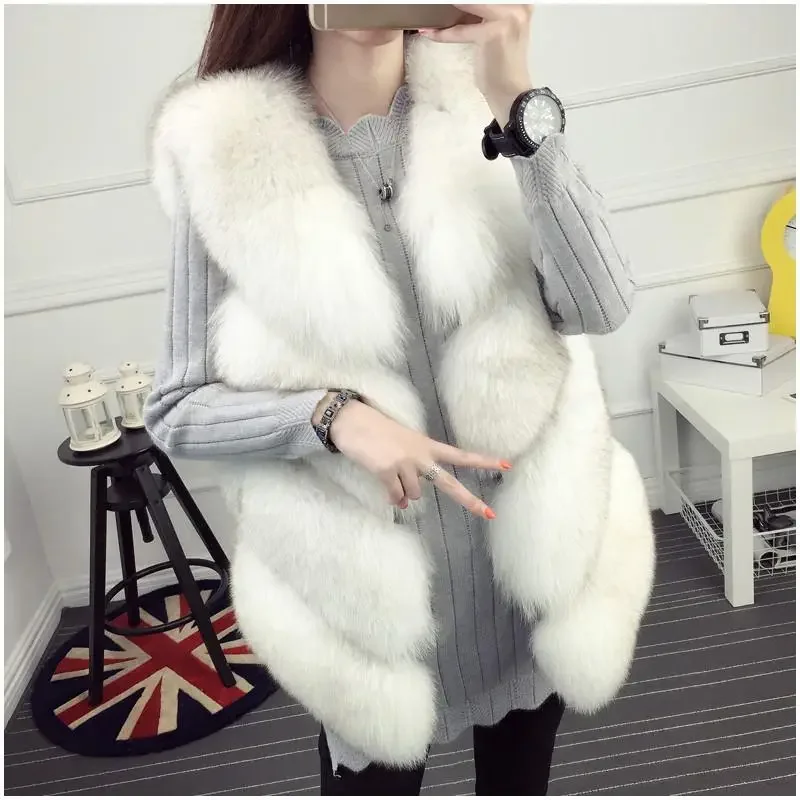 2023 Popular Fur Vest Women's Jacket Women's Spring Imitation Fox Fur Imitation Fur Vest Winter Korean Version Slimming Jacket