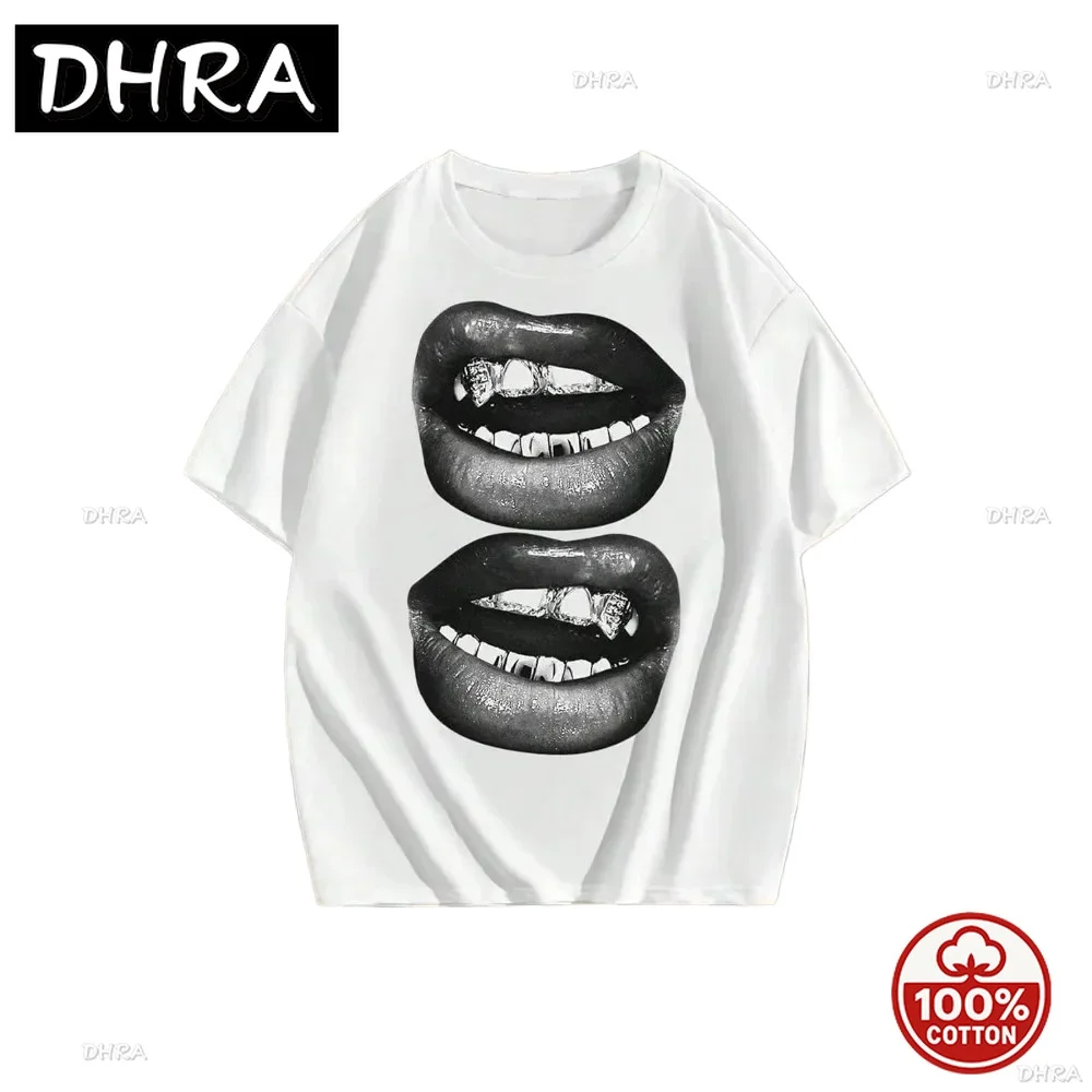 

Summer Men's Graphic Tee with Lip Pattern Stylish Short Sleeve Crewneck T-Shirt for Streetwear Enthusiasts men clothing shirts