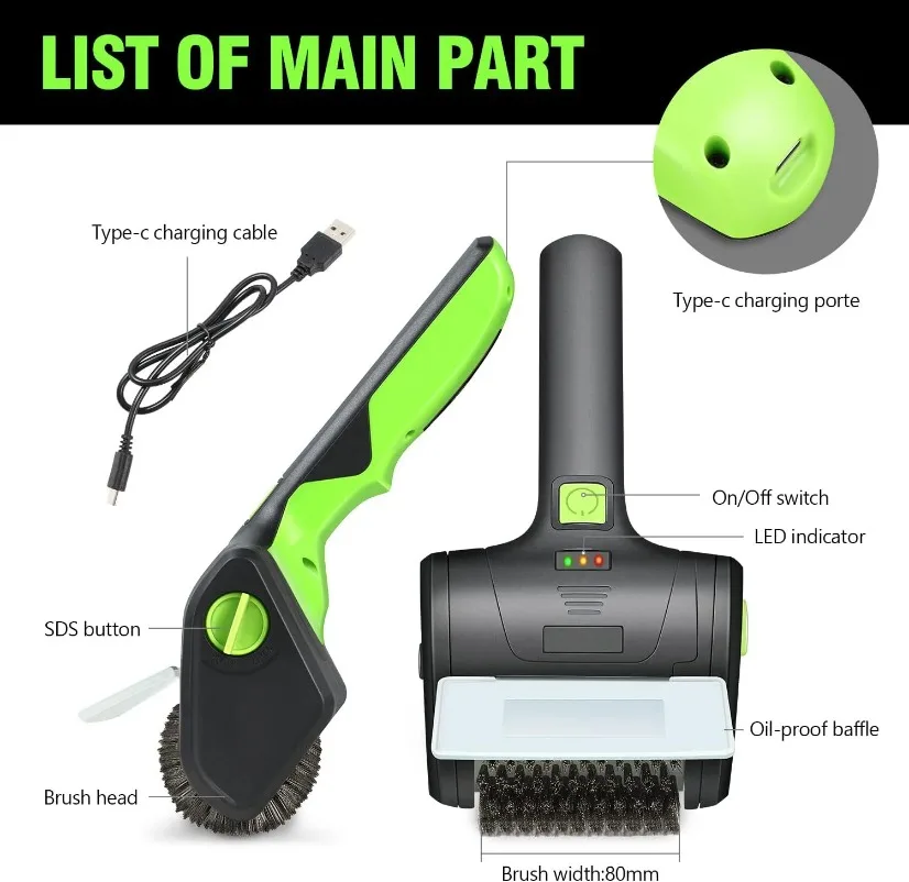 L  Wireless Electric Barbecue Brush Picnic Camping  Grill Wire Brush Bathroom Tile Bath Cleaning