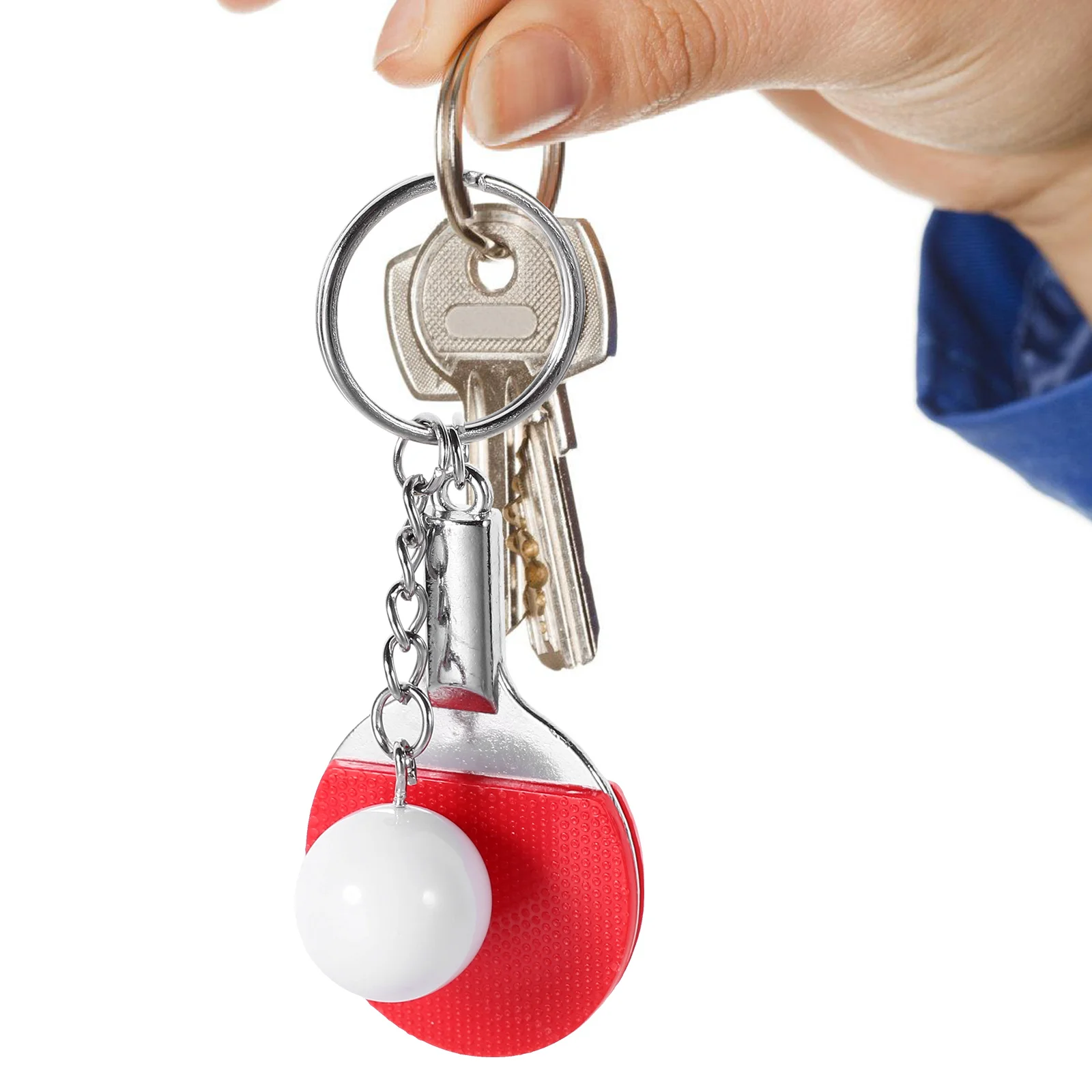 

6pcs Table Tennis Keychain Red Color Durable Sturdy Sports Women Keyring Gifts for Boys Bag Souvenir Decorations
