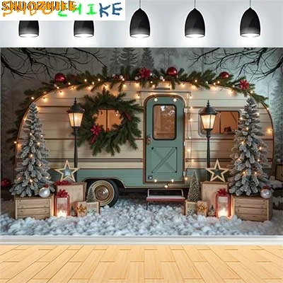 

Christmas Day New Year Party Photography Backdrops Prop Window Living Room Interior Xmas Tree Snow Theme Photo Background FN-12