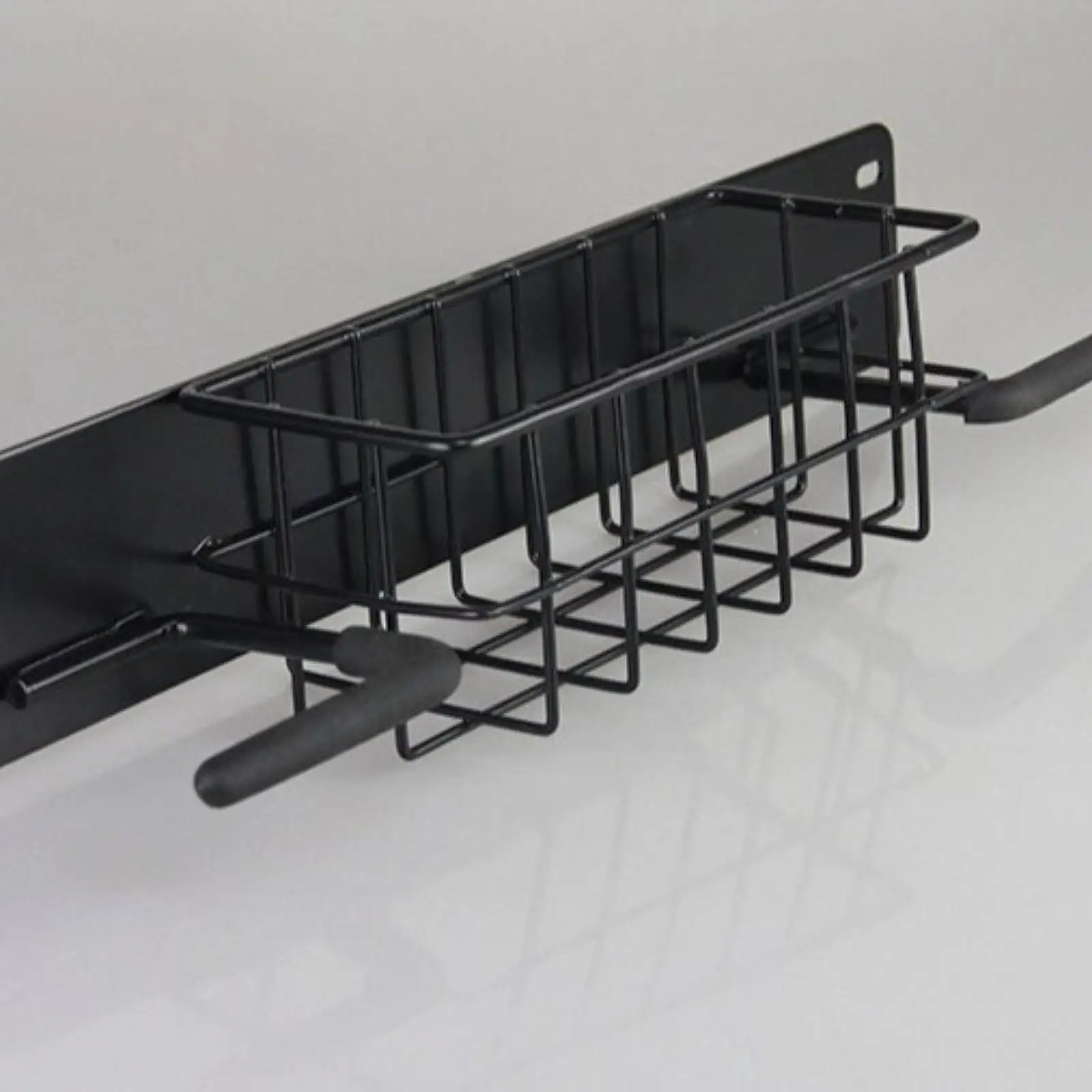 Golf Bag Storage Rack Double Hanger with Mesh Basket Wall Mount Equipment Holder for Home Garage