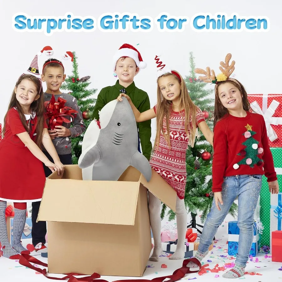 39 Zoll Riesenhai Stofftier Großes Plüschtier Kissen Geschenk für Freundin Grau