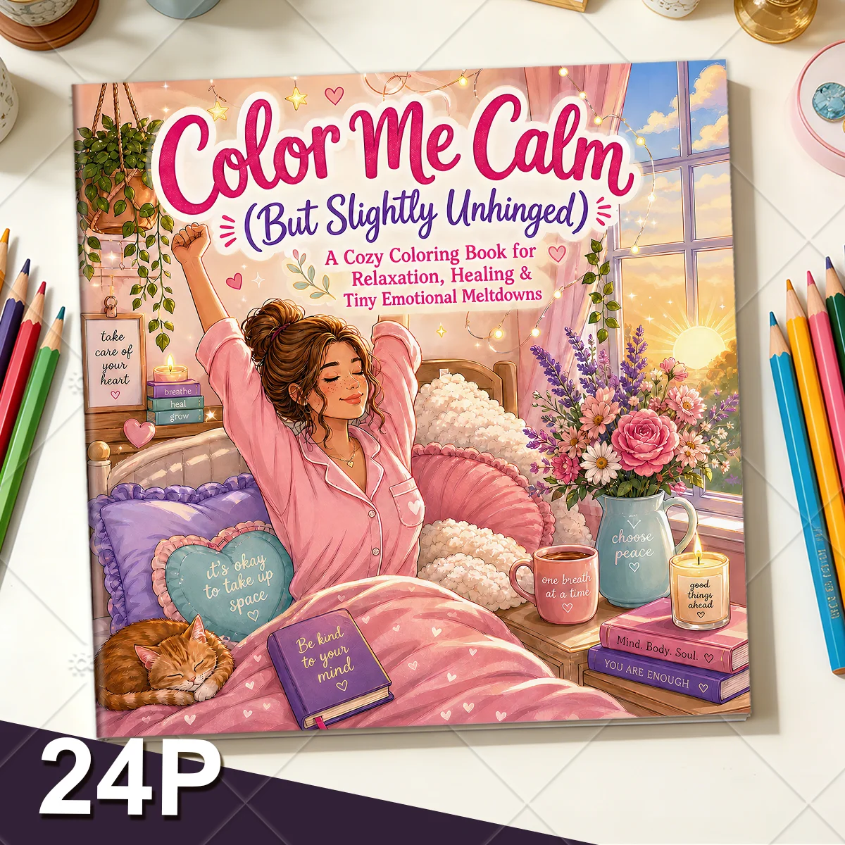 Healing Coloring Book for Adults Bold & Easy Cute Patterns, Stress Relief Gift Birthday Party Favors, Fun DIY Drawing Book