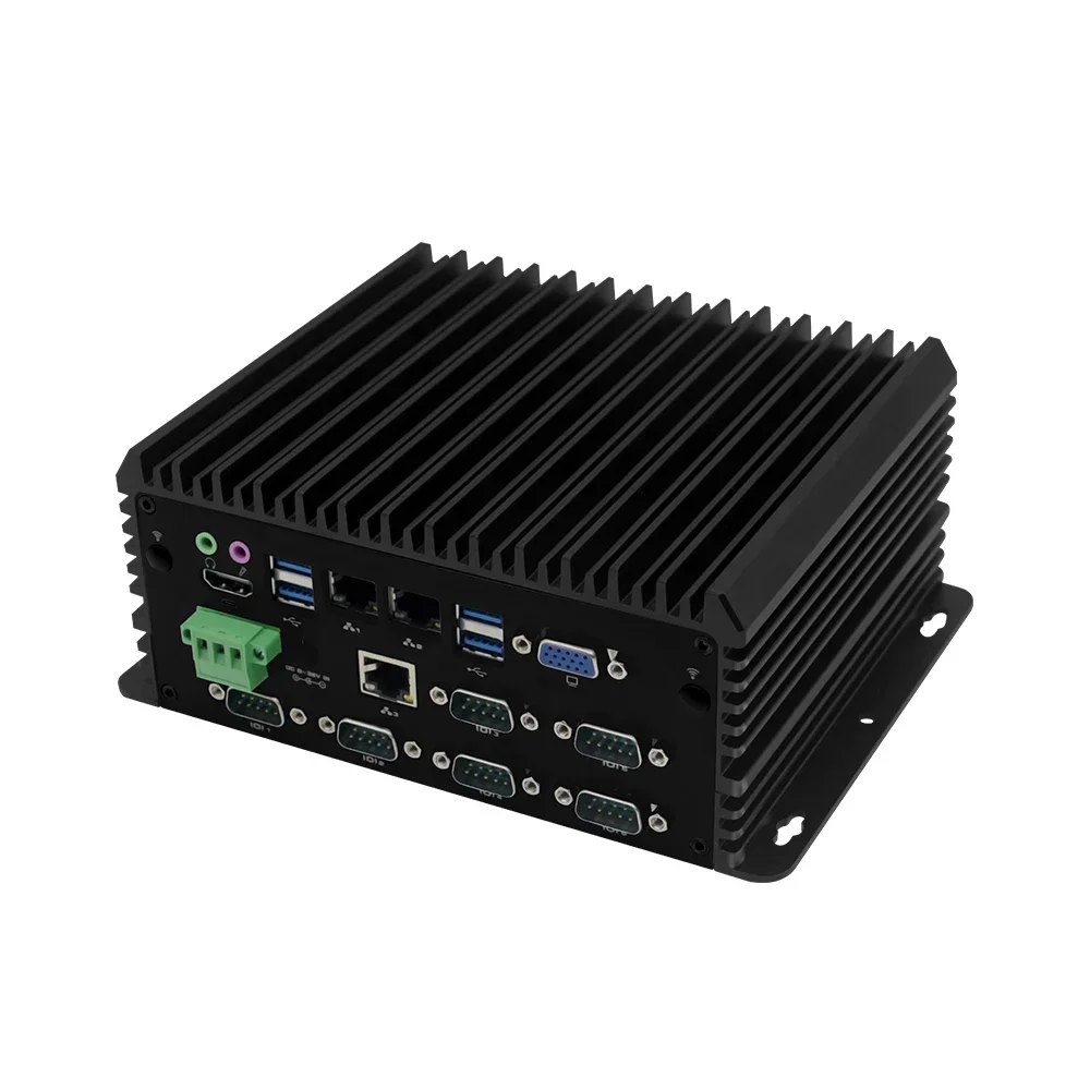 Phoenix Terminal Anti-Interferenz RS232 RS485 2 Gigabit Ethernet lüfterloser Industrie-PC Mini-Computer 12 V