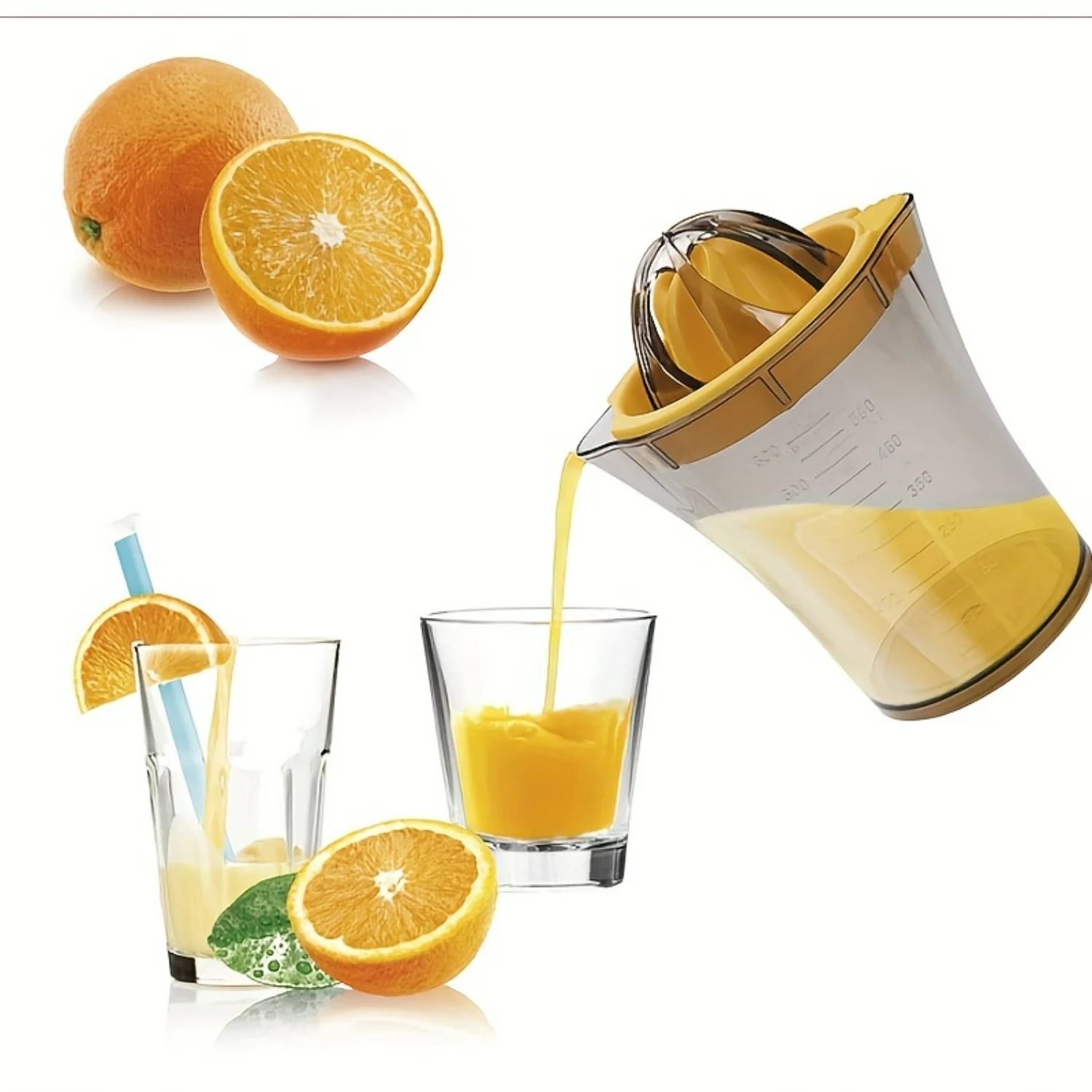 

Citrus Juicer Set with Built-in Measuring - Manual Hand Squeezer for Lemons and Oranges - Kitchen Gadgets