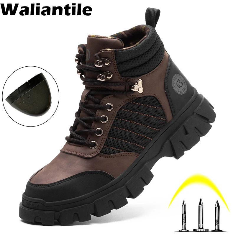 

Waliantile Quality Men Safety Boots For Construction Welding Working Shoes Puncture Proof Steel Toe Indestructible Work Boots