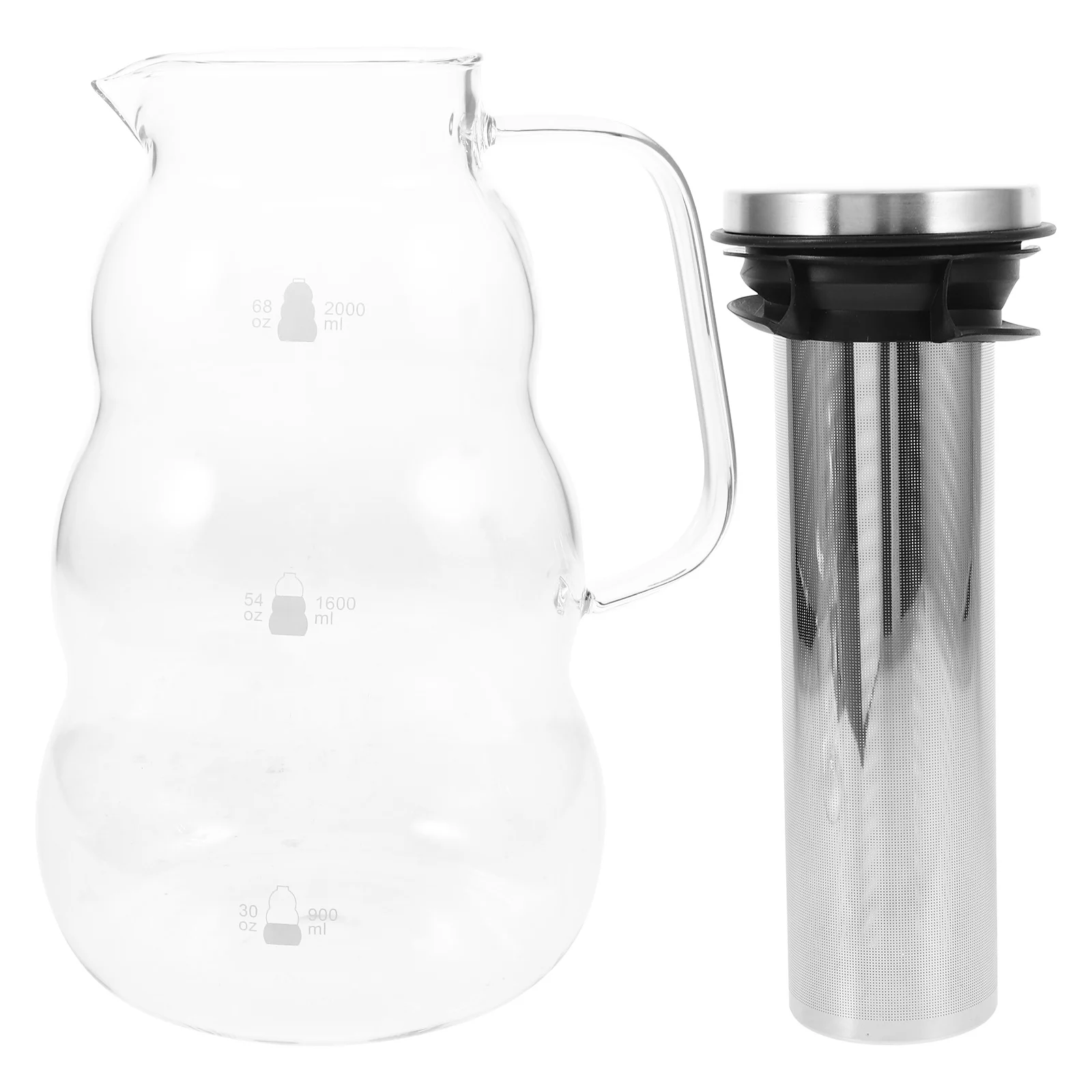 

Cold Brew Coffee Pot Glass Pitcher Large Capacity Water Jug with Stainless Steel Strainer Detachable Lid for Juice Tea Coffee