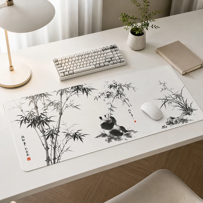 Mouse Pad Panda And Bamboo Ink Landscape Gamer printon demand Mousepad XXL Mechanical Keyboard Pad Soft Desktop Mouse Pad