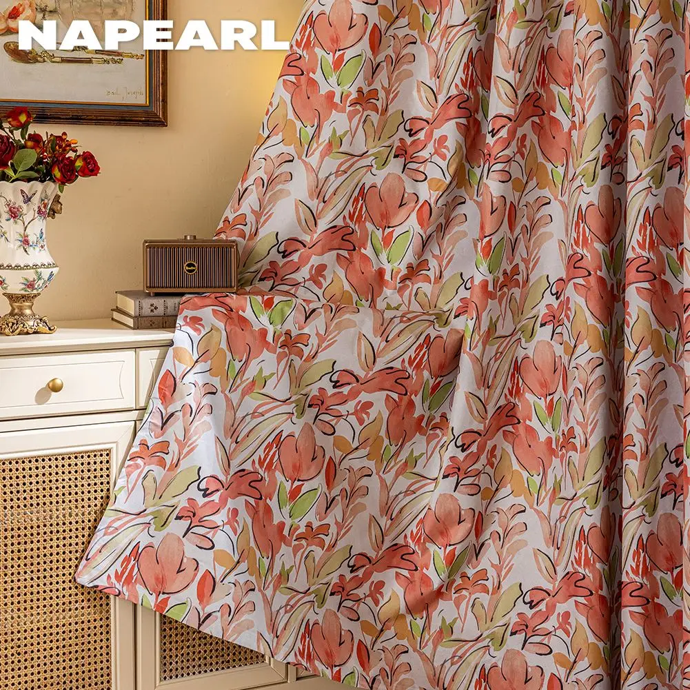 

NAPEARL 100% Blackout Curtains for Living Room Printed Lounge Curtains Floral Pattern Tracery Custom Made Home and Decoration