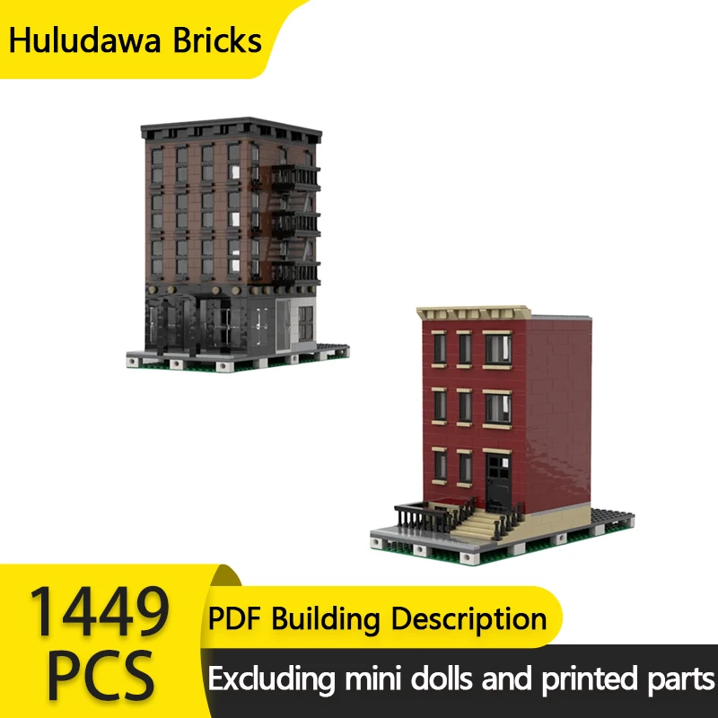 

Street View Model MOC Building Bricks New York Apartment House Modular Technology Gifts Holiday Assemble Children Toys Suit