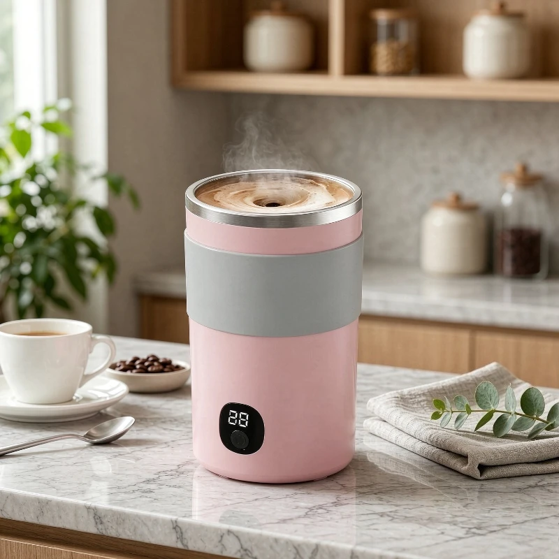 400ml 304 Stainless Steel Self Stirring Cup Rechargeable Magnetic Coffee Milk Powder Mixer Pink Electric Cup Daily 전동 믹싱컵