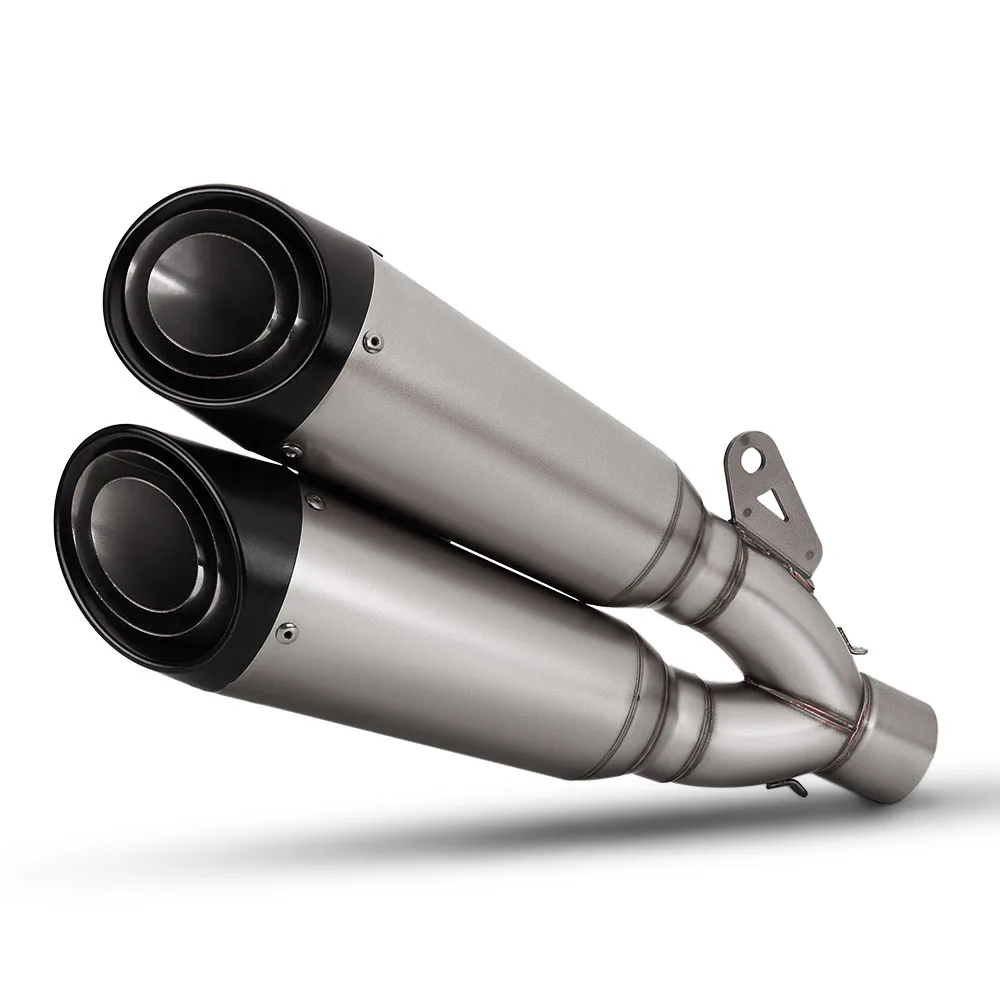 

STLF Motorcycle Exhaust 51mm Universal Exhaust Muffler Pipe Modified Double Muffler for Cbr500r R3 Z900 Pcx160 Ninja250sl NMAX