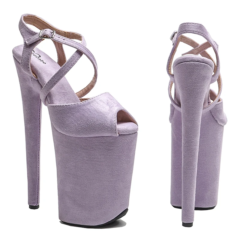 Leecabe 23CM / 9inches  Suede Upper  small open toe  fashion  Platform High Heels Sandals stripper heel Pole Dance shoes